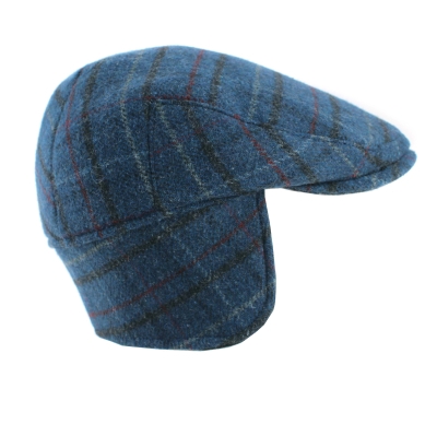 Мъжки вълнен каскет с наушник HatYou CP4077, Синьо каре