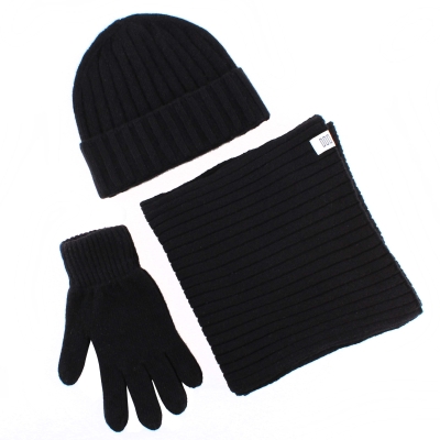 Комплект шал, шапка и ръкавици от кашмир Tesma/Mate, Черен