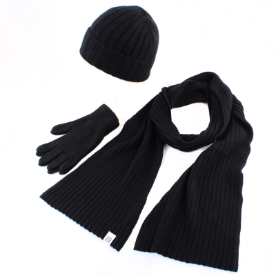 Комплект шал, шапка и ръкавици от кашмир Tesma/Mate, Черен