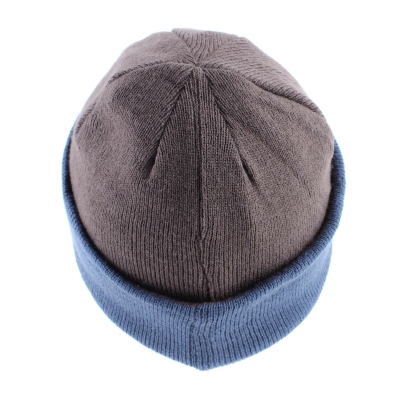 4-in-1 double-faced winter knitted hat MESS CP2355, Blue/ Greyish Brown