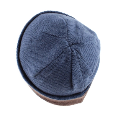 4-in-1 double-faced winter knitted hat MESS CP2355, Blue/ Greyish Brown