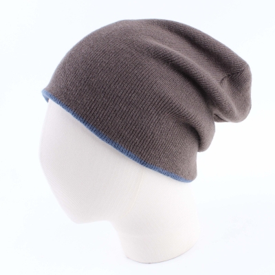 4-in-1 double-faced winter knitted hat MESS CP2355, Blue/ Greyish Brown