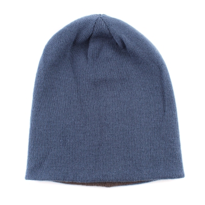 4-in-1 double-faced winter knitted hat MESS CP2355, Blue/ Greyish Brown