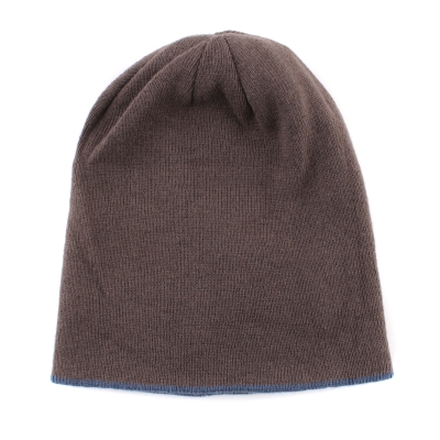 4-in-1 double-faced winter knitted hat MESS CP2355, Blue/ Greyish Brown