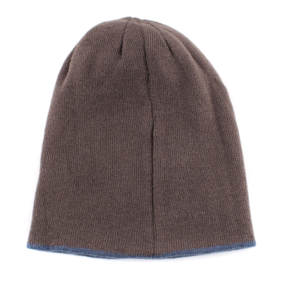 4-in-1 double-faced winter knitted hat MESS CP2355, Blue/ Greyish Brown