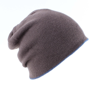 4-in-1 double-faced winter knitted hat MESS CP2355, Blue/ Greyish Brown