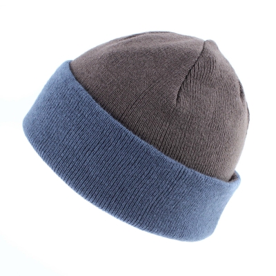 4-in-1 double-faced winter knitted hat MESS CP2355, Blue/ Greyish Brown
