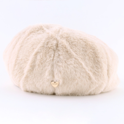 Ladies' beret made of fluffy fabric HatYou CP4090, light beige