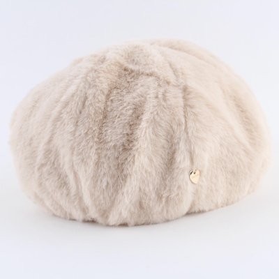Ladies' beret made of fluffy fabric HatYou CP4090, light beige