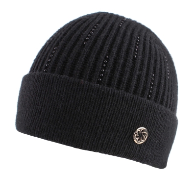 Ladies' Beaded Knitted Hat Granadilla JG5209, Black