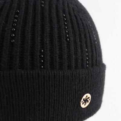 Ladies' Beaded Knitted Hat Granadilla JG5209, Black