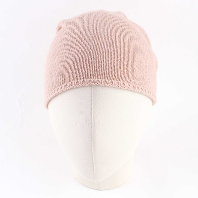 Плетена шапка със съдържание на вълна и кашмир Pulcra Cap, Пастелнорозово