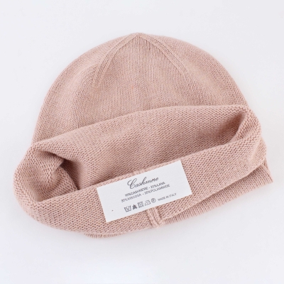 Плетена шапка със съдържание на вълна и кашмир Pulcra Cap, Пастелнорозово