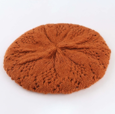Ladies' knitted beret Raffaello Bettini RB 09/9796, Dark orange