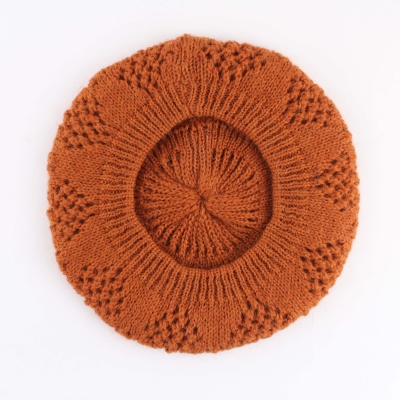 Ladies' knitted beret Raffaello Bettini RB 09/9796, Dark orange