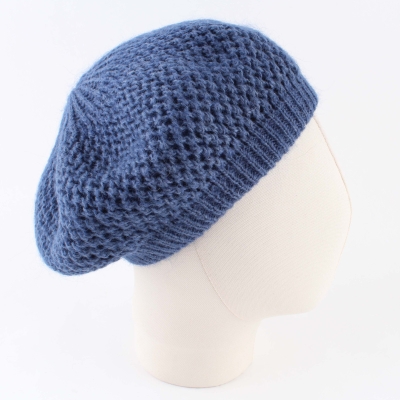 Ladies' knitted beret with mohair and wool Raffaello Bettini RB 1032, Blue