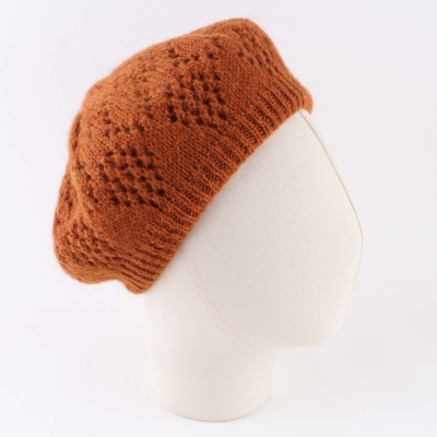 Ladies' knitted beret Raffaello Bettini RB 09/9796, Dark orange