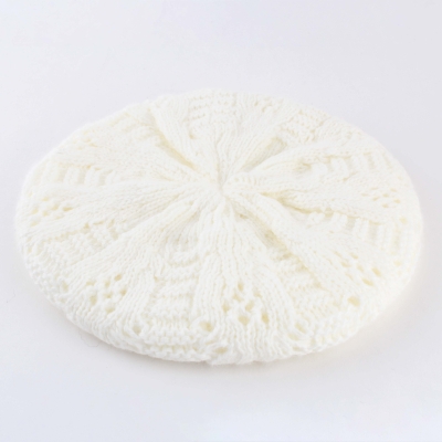 Ladies' knitted beret with mohair and wool Raffaello Bettini RB 09/9796, Ecru