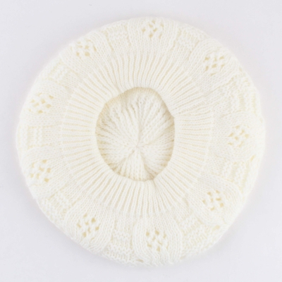 Ladies' knitted beret with mohair and wool Raffaello Bettini RB 09/9796, Ecru