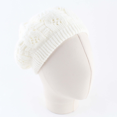 Ladies' knitted beret with mohair and wool Raffaello Bettini RB 09/9796, Ecru