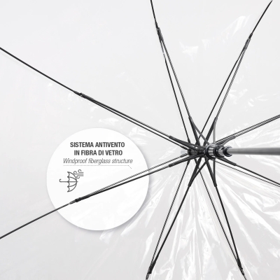 Дамски прозрачен автоматичен голф чадър Perletti Time 26387, Прозрачен/Черен кант