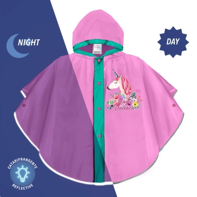 Rain Poncho Perletti CoolKids Unicorn 15626, Light Purple