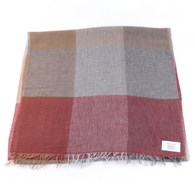 Фин памучен шал Pulcra Biella, 54х200 см, Каре бордо