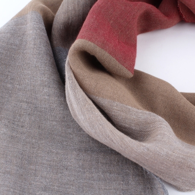 Фин памучен шал Pulcra Biella, 54х200 см, Каре бордо