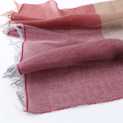 Фин памучен шал Pulcra Biella, 54х200 см, Каре бордо