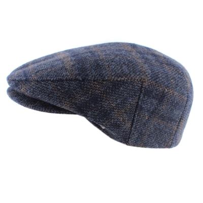 Мъжки зимен каскет с наушник HatYou CP4241, Каре в тъмносиньо и бежово