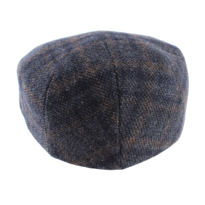 Мъжки зимен каскет с наушник HatYou CP4241, Каре в тъмносиньо и бежово