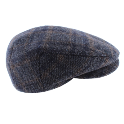 Мъжки зимен каскет с наушник HatYou CP4241, Каре в тъмносиньо и бежово