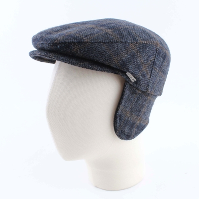 Мъжки зимен каскет с наушник HatYou CP4241, Каре в тъмносиньо и бежово