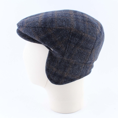 Мъжки зимен каскет с наушник HatYou CP4241, Каре в тъмносиньо и бежово