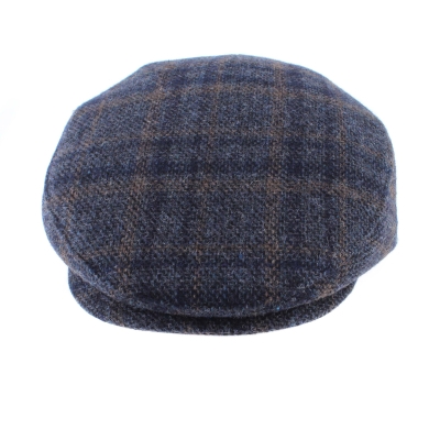 Мъжки зимен каскет с наушник HatYou CP4241, Каре в тъмносиньо и бежово