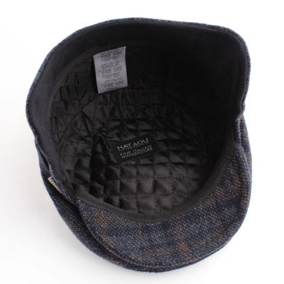 Мъжки зимен каскет с наушник HatYou CP4241, Каре в тъмносиньо и бежово