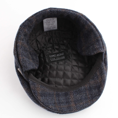 Мъжки зимен каскет с наушник HatYou CP4241, Каре в тъмносиньо и бежово