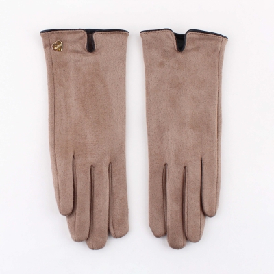Дамски ръкавици  от плат HatYou GL1204, Бежово-сив