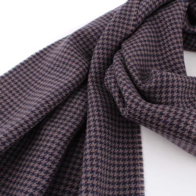 Фин вълнен шал Ma.Al.Bi. MAB517 302/5, 37x180 см, Пепит тъмносиньо и бежово