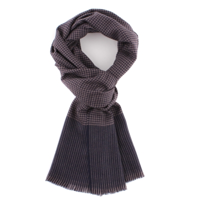 Фин вълнен шал Ma.Al.Bi. MAB517 302/5, 37x180 см, Пепит тъмносиньо и бежово