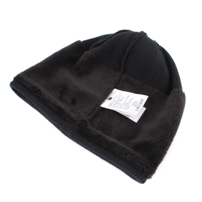 Ladies' knitted hat with sequins and natural fur pompom Granadilla JG5342, Black