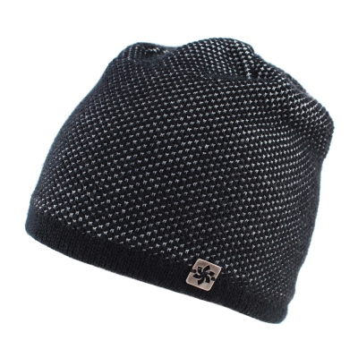 Мъжка зимна шапка с вълна JG5179, Черно-бял