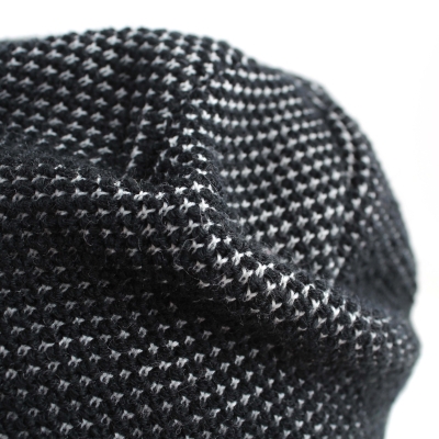 Мъжка зимна шапка с вълна JG5179, Черно-бял