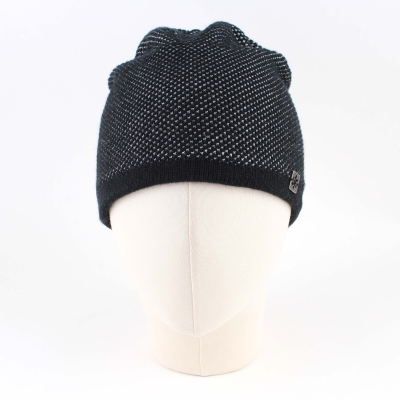 Мъжка зимна шапка с вълна JG5179, Черно-бял