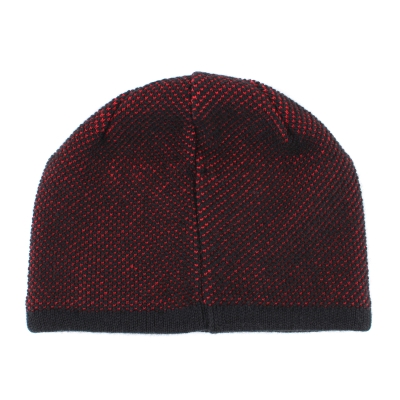 Мъжка зимна шапка с вълна JG5179, Черно-червен