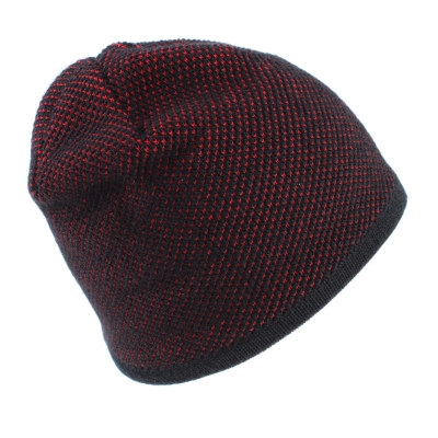 Мъжка зимна шапка с вълна JG5179, Черно-червен