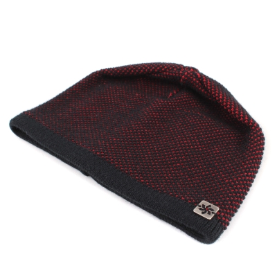 Мъжка зимна шапка с вълна JG5179, Черно-червен