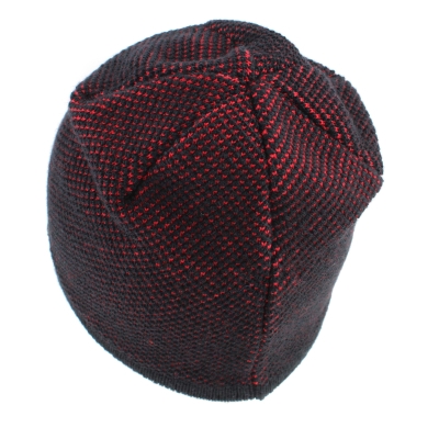Мъжка зимна шапка с вълна JG5179, Черно-червен