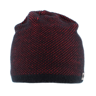Мъжка зимна шапка с вълна JG5179, Черно-червен