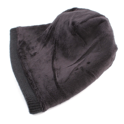 Ladies' Winter Hat with Wool and Natural Fur Pom-Pom JG5330, Dark blue